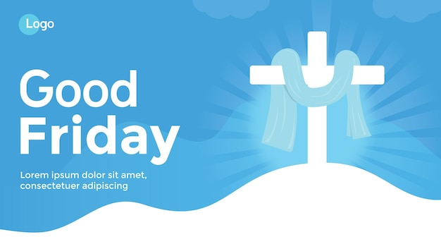 Vector good friday banner glowing sun in beautiful blue sky