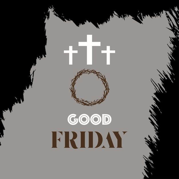 Vector good friday black grey background social media design banner free vector