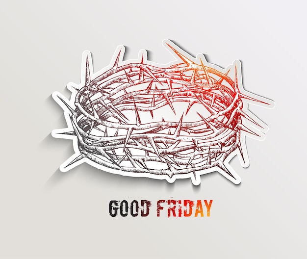 Vector good friday church christian symbols crown of thorns vector illustration