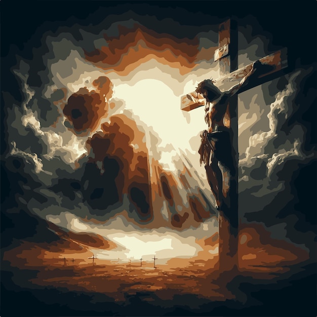 Vector good friday or easter day background jesus christ on the cross