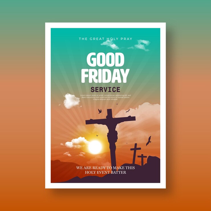 Vector good friday or easter day vector poster design template