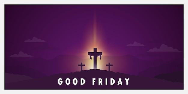 Vector good friday greeting with cross symbol and light in the middle for banner