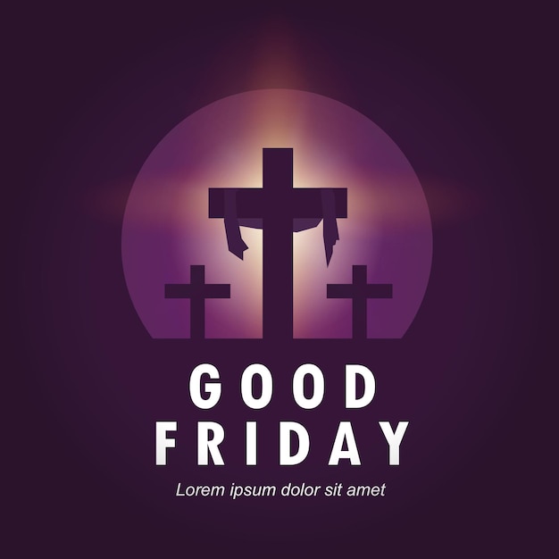 good friday greeting with a glowing cross in the center inside the circle