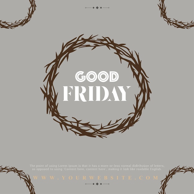 Good friday grey brown background social media design banner free vector