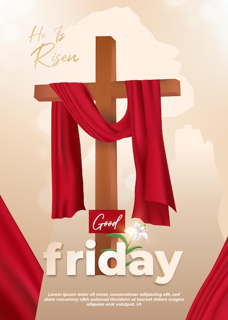 Vector good friday illustration of holy week with cross cristian holiday