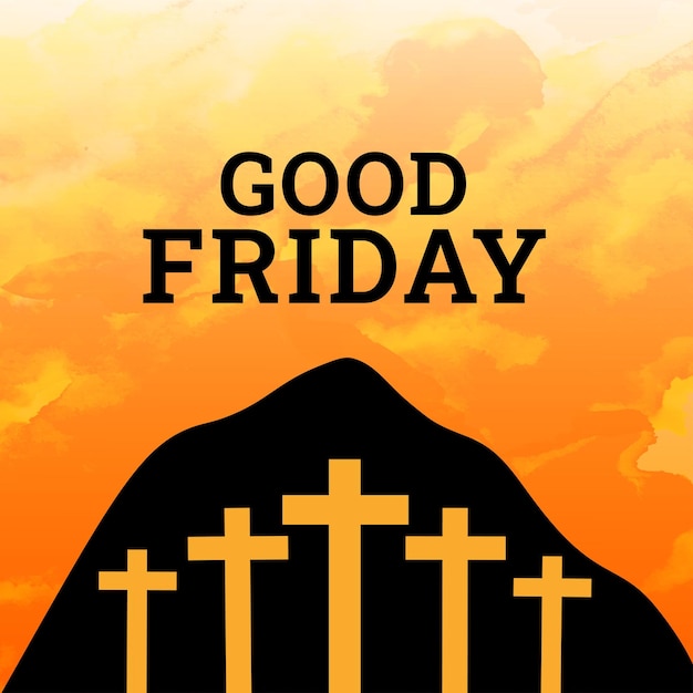 Good Friday Orange Black Background Social Media Design Banner Free Vector