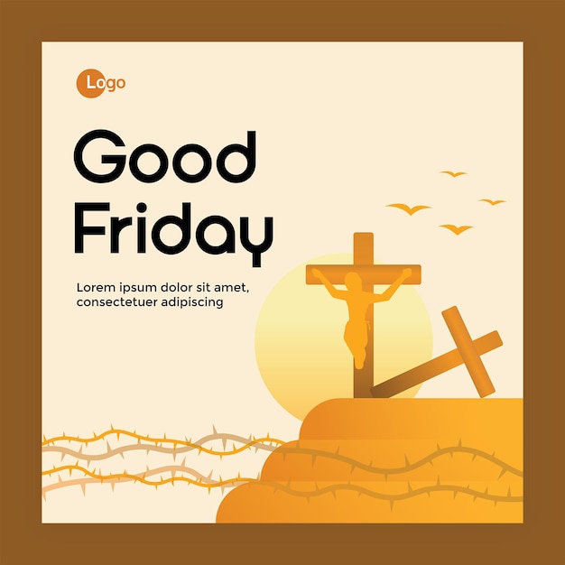 Good Friday Post and glowing moon flying birds in the sky