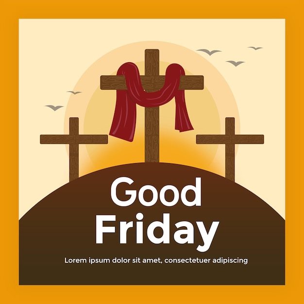 Vector good friday poster illustration with beautiful background