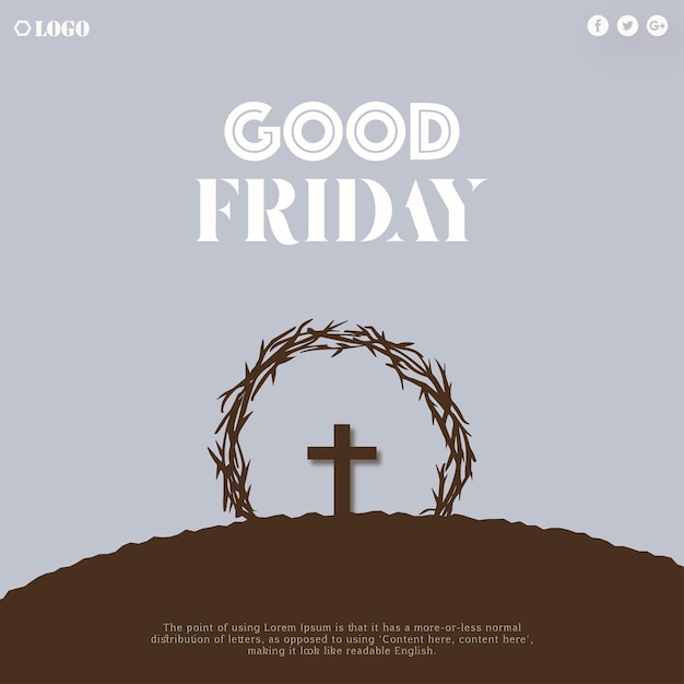 Vector good friday steel blue brown background social media design banner free vector