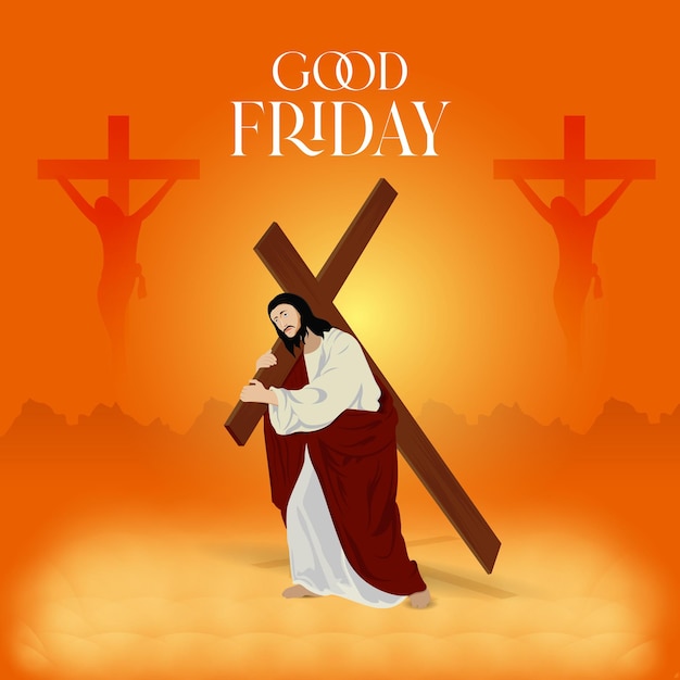 Vector good friday vector illustration of jesus christ crucifixion