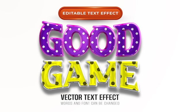 Vector good game editable text effect