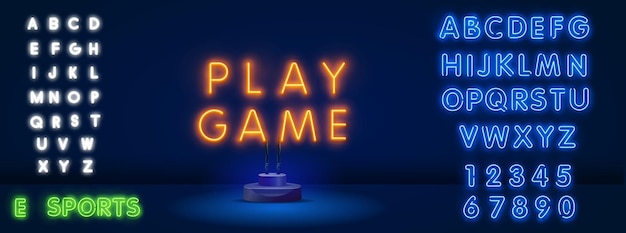 Insegna al neon di buon gioco pubblicità incandescente design del gioco concetto di realtà virtuale banner lucido illustrazione vettoriale stock