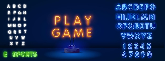 Vettore insegna al neon di buon gioco pubblicità incandescente design del gioco concetto di realtà virtuale banner lucido illustrazione vettoriale stock