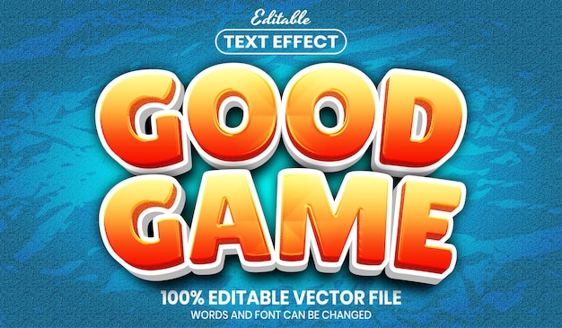 Good game text, font style editable text effect