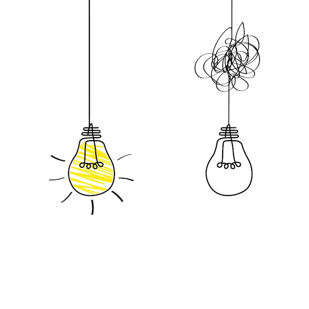 Vettore buona idea banner lampadina idea concetto creativo lampadina disegnata per stock stile piatto vettore