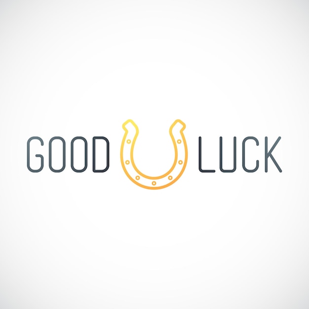 Vector good luck emblem horseshoe line icon stock vector illustration