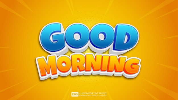 Vector good morning editable text effect font