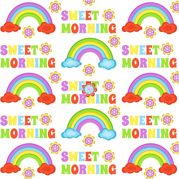 Good morning funny pattern Beautiful vintage good morning seamless pattern Good morning