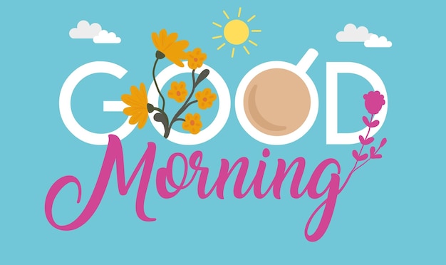 Vector good morning lettering decorative background