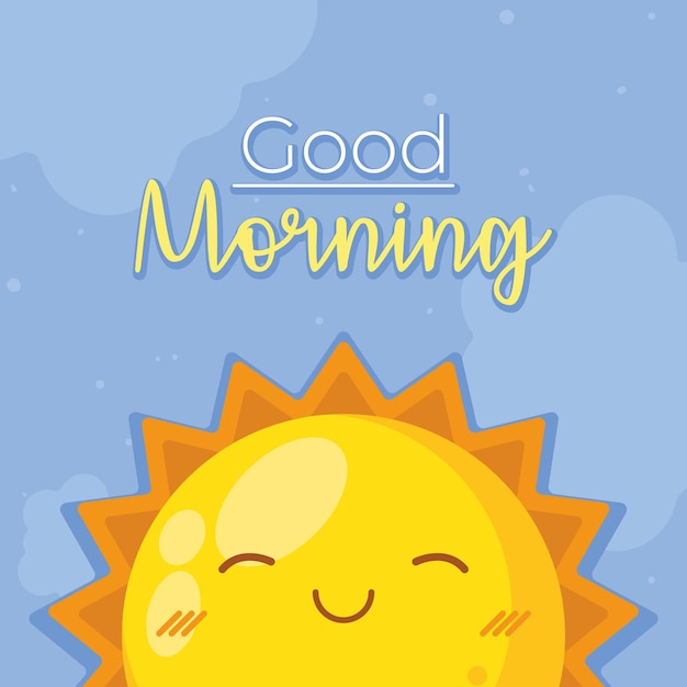 Vector good morning lettering and sun