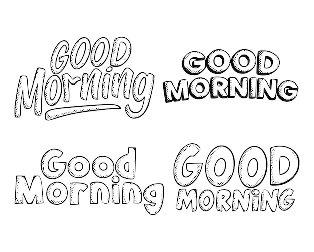 good morning typography illustration set free vector