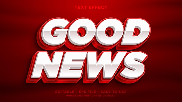 Vector good news 3d editable text effect