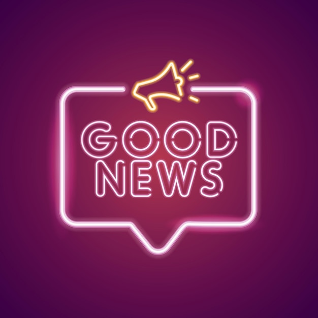 Vector good news neon light announcement poster template