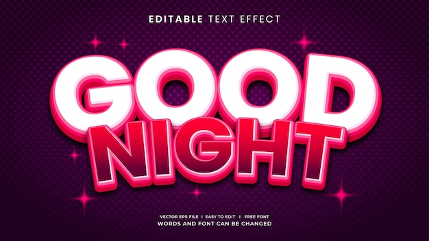 Good Night 3D Text Effect