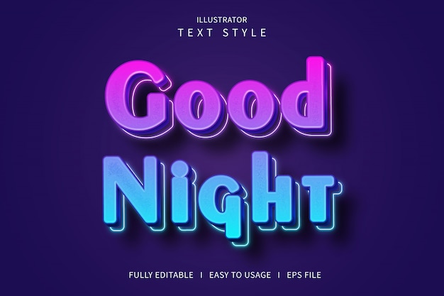 Premium Vector | Good night,3d text style font effect blue gradation ...