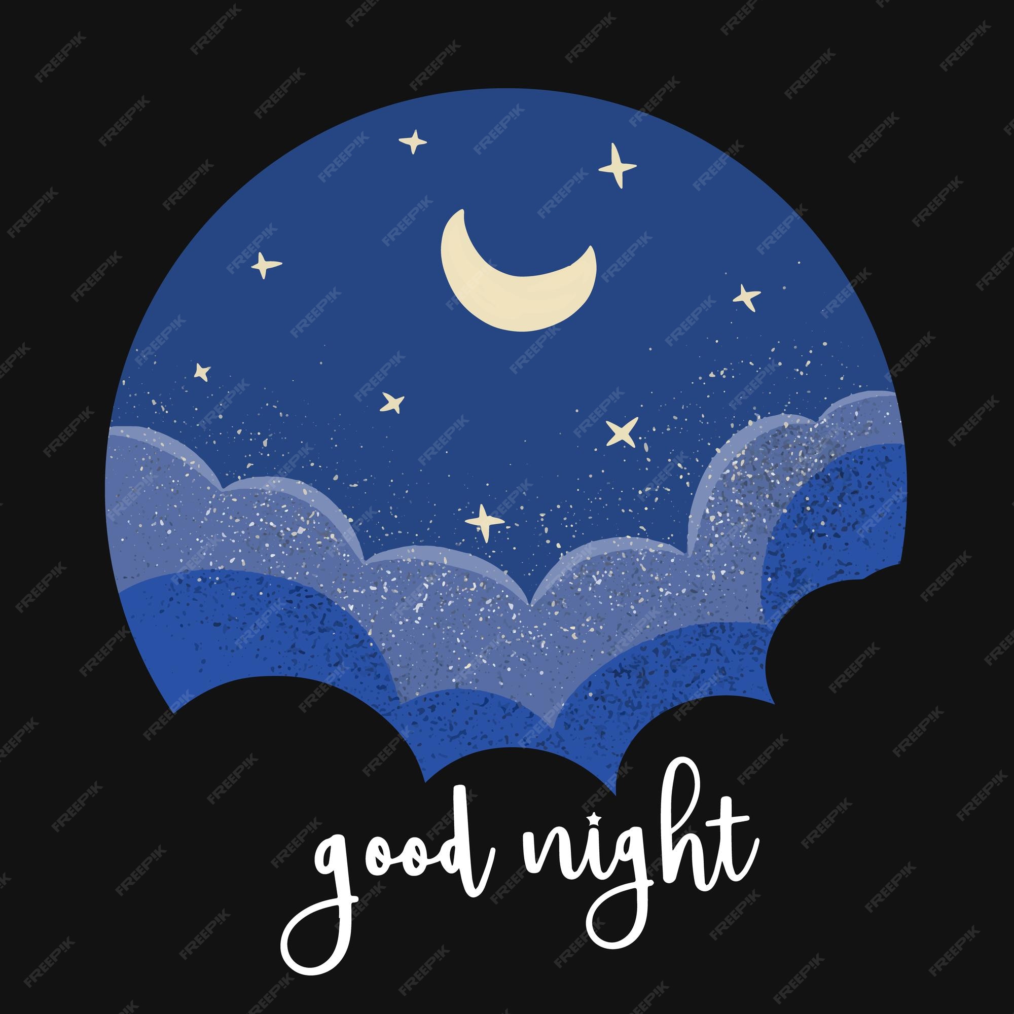 excitación Se infla yo Premium Vector | Good night cute starry sky illustration flat