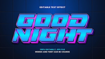 Premium Vector | Good night editable text effect in modern 3d style