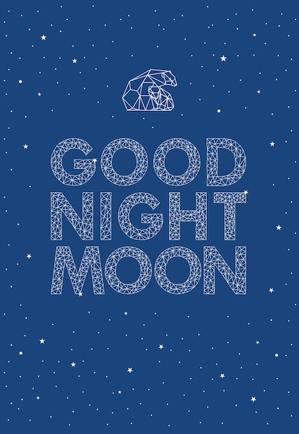 Vector good night moon poster kids room decor