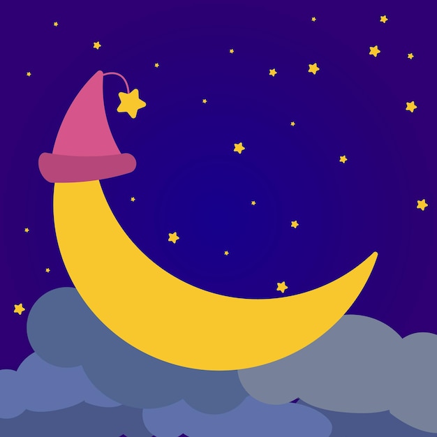 Good night moon sleep cloud artwork vector