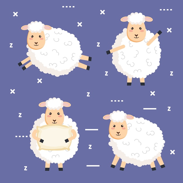 Good night sleep cartoon sheep collection