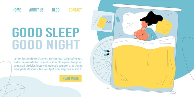 Vector good night time sleep landing page