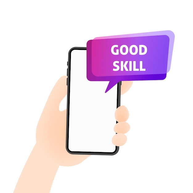 Good skill phone mockup Flat color phone in hand phone screen mockup good skill icon Vector icon