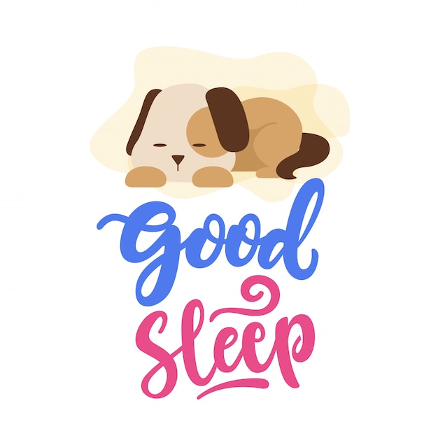 良い睡眠犬タイポグラフィイラスト