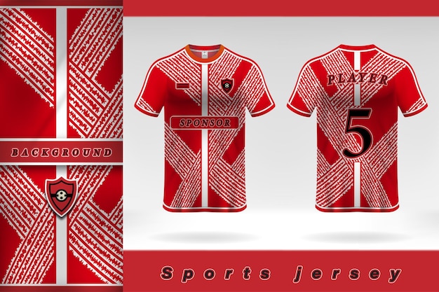 Good sports jersey template design red and white color combination