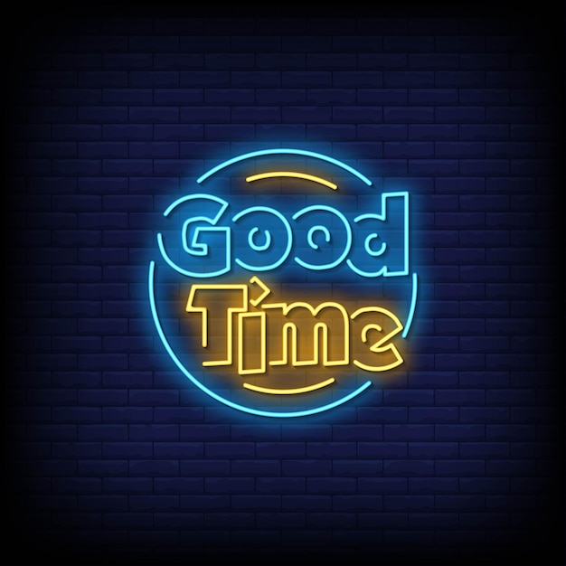 Good time neon signs style text vector