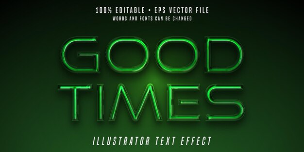 Vector good times 3d text effect futuristic