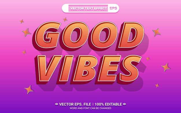 Good Vibes 3D 編集可能なレトロベクトルテキストスタイルのエフェクト