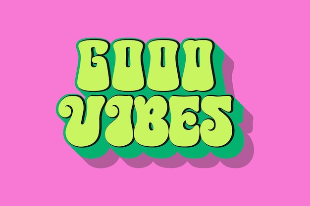 Good Vibes 70年代のレトロタイポグラフィー - 衣装と装飾のためのベクトルデザイン