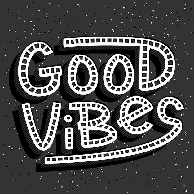 Good vibes черно-белый ретро постер