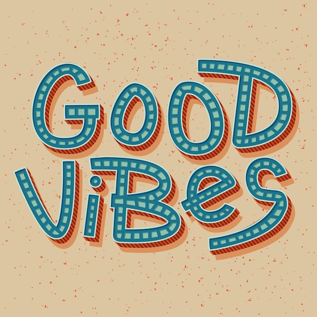 Vector good vibes colorful retro poster