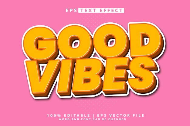 Good vibes editable 3d text effect