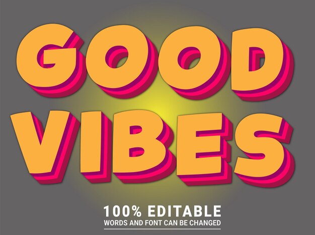 Good Vibes 편집 가능한 텍스트 효과 빈티지 색상