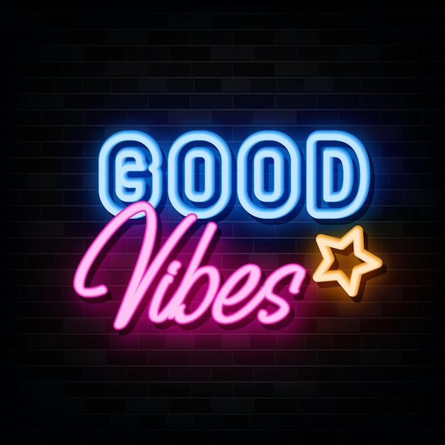 Good Vibes Neon Signs Vector Sign Symbol