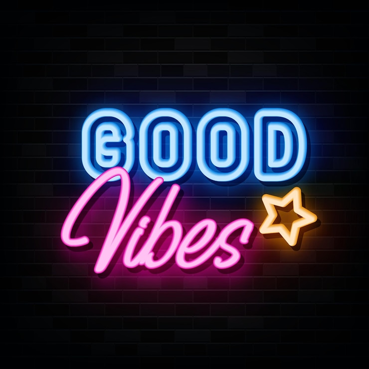 Vector good vibes neon signs vector teken symbool