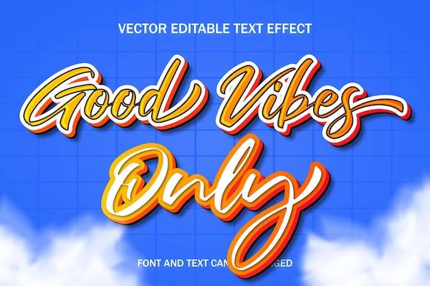 Good vibes only font typography 3d editable text effect style lettering template background design