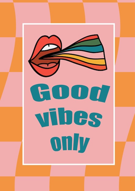 Good vibes only poster with rainbow